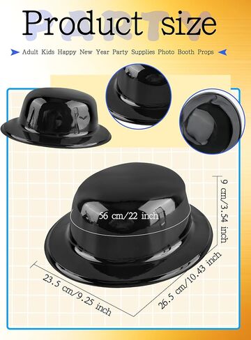 20 Pcs Black Bowler Derby Hats Plastic Bowler Hat Round Top Hat Costume Hat for Adult Kids Halloween 1920s Party Supplies Dress Up Accessories in Saudi Arabia