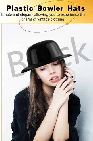 20 Pcs Black Bowler Derby Hats Plastic Bowler Hat Round Top Hat Costume Hat for Adult Kids Halloween 1920s Party Supplies Dress Up Accessories in Saudi Arabia