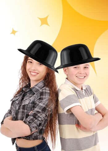 20 Pcs Black Bowler Derby Hats Plastic Bowler Hat Round Top Hat Costume Hat for Adult Kids Halloween 1920s Party Supplies Dress Up Accessories in Saudi Arabia