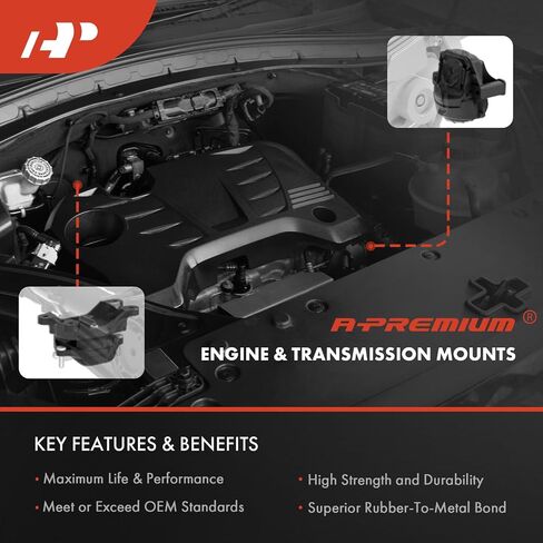 A-Premium 3PCS Engine Motor Mount and Transmission Mount Kit Compatible with Dodge Ram 2500 2005 5.7L, Ram 3500 2005 5.7L, RWD, Replace# 52021321AC, 52110036AB in Saudi Arabia