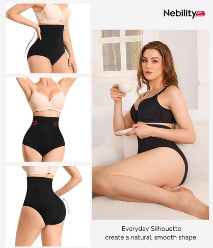 Nebility Tummy Control Shapewear Panties for Women - High Waisted Shaping Brief Butt Lifter Seamless Body Shaper Girdle in Saudi Arabia
