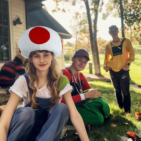 Mushroom Hat Halloween Red White Spotted Toad Costume for Adult Cosplay Headwear Party Toadstool Hat Accessory in Kuwait