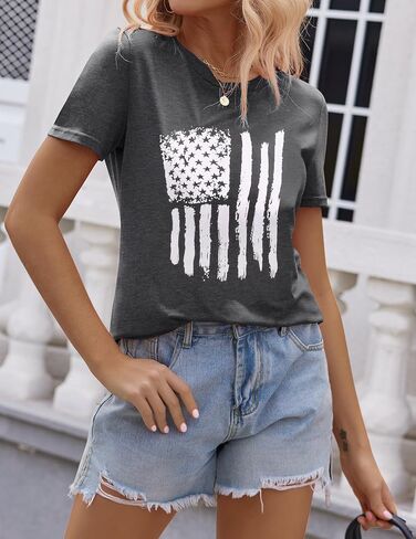 Zeagoo Women's T Shirts Short Sleeve Patriotic Shirts American Flag Tops Crewneck Summer 4th of july outfits USA Shirt in Saudi Arabia
