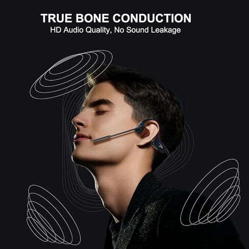 سماعة رأس MAIRDI Bone Conduction مع ميكروفون بوم، مع دونجل USB، سماعة رأس بلوتوث مفتوحة الأذن مع ميكروفون AI لإلغاء الضوضاء، سماعة رأس لاسلكية للعمل المكتبي والقيادة الرياضية والجري وركوب الدراجات in Kuwait