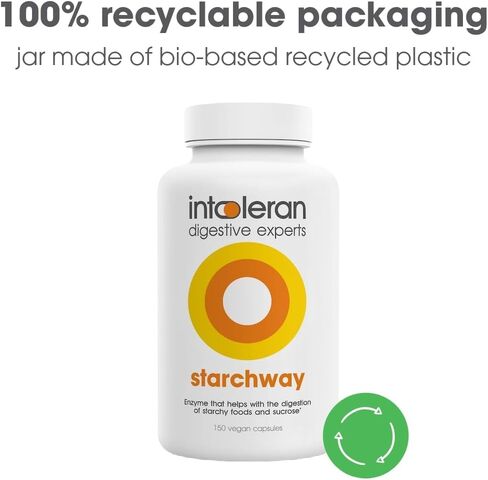 Starchway Digestive Enzymes - 50 capsules | Supplement for Starch & Sucrose Intolerance | Helps Digest Sugars & Starchy Foods | Invertase & Gluco-Amylase Enzymes | Pure & Vegan | Low FODMAP in Saudi Arabia