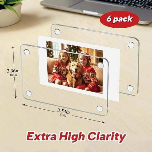 6PCS Acrylic Fridge Magnetic Frame, Magnet Photo Picture Frames for Fridge, Double Sided Clear Photo Frame for Refrigerator, Mini Picture Frame Fridge Decor(2.36 x 3.54Inch) in Saudi Arabia