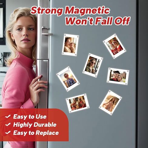 6PCS Acrylic Fridge Magnetic Frame, Magnet Photo Picture Frames for Fridge, Double Sided Clear Photo Frame for Refrigerator, Mini Picture Frame Fridge Decor(2.36 x 3.54Inch) in Saudi Arabia