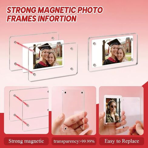6PCS Acrylic Fridge Magnetic Frame, Magnet Photo Picture Frames for Fridge, Double Sided Clear Photo Frame for Refrigerator, Mini Picture Frame Fridge Decor(2.36 x 3.54Inch) in Saudi Arabia