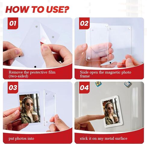 6PCS Acrylic Fridge Magnetic Frame, Magnet Photo Picture Frames for Fridge, Double Sided Clear Photo Frame for Refrigerator, Mini Picture Frame Fridge Decor(2.36 x 3.54Inch) in Saudi Arabia