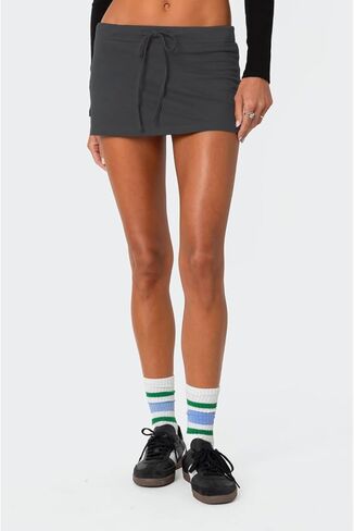 Mini Skorts for Women - Sexy Drawstring Mid Waist Side Split Y2K Bodycon Pencil Mini Skirt with Shorts in Kuwait