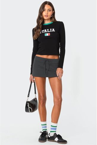 Mini Skorts for Women - Sexy Drawstring Mid Waist Side Split Y2K Bodycon Pencil Mini Skirt with Shorts in Kuwait