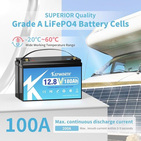 12.8V 100Ah LiFePO4 Battery Group 31, Rechargeable Lithium Batteries with 100A BMS, up to 4000+ Deep Cycles, Grade A Lithium Iron Phosphate Cells, for Trolling Motor, Boat, Rv, Solar, Backups in Saudi Arabia