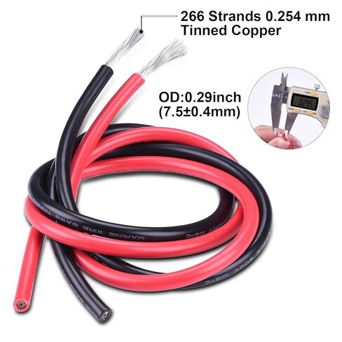 6 Gauge Wire,iGreely 10Ft Black & 10Ft Red 6 AWG Tinned Copper Electrical Wire Cable,2 Single Conductor Insulated Stranded Wire for Solar Panel Car Automotive Marine Speaker,Low Voltage Wire for Light in Kuwait
