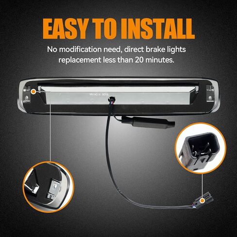 Third 3rd Brake Light for 07-13 Chevy Silverado/GMC Sierra 1500 2500HD 3500HD, X Style LED High Mount Stop Light Sequential Rear Center Roof Tail Lamp in Saudi Arabia