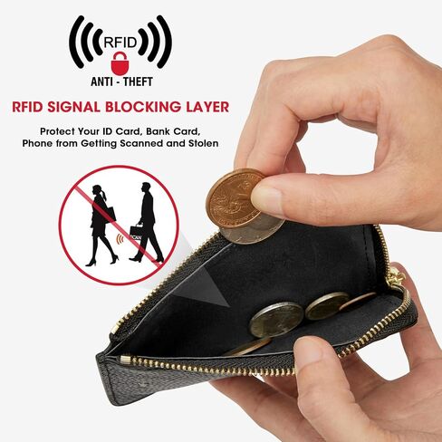 كاتي الجلود نساء محفظة RFID ، محافظ معصم صغيرة للنساء ، حامل بطاقة الائتمان النحيف للنساء مع سوستة الذهب in Saudi Arabia