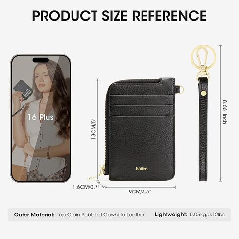 كاتي الجلود نساء محفظة RFID ، محافظ معصم صغيرة للنساء ، حامل بطاقة الائتمان النحيف للنساء مع سوستة الذهب in Saudi Arabia