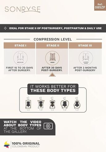 ملابس ضغط ما بعد الجراحة من Sonryse Faja Columbianas المرحلة 2 من Fajas Reductoras y Mouldeadoras in Kuwait