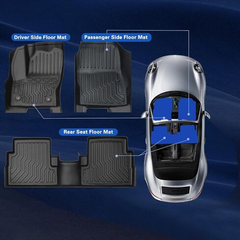 الحصير الأرضية لعام 2013-2018 Toyota RAV4 ، كل الأحوال الجوية TPE Rubber Car Floor Mats مقاومة للماء المضاد للانزلاق الأول والثاني الأسود (2013-2018 RAV4) in Kuwait