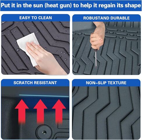 الحصير الأرضية لعام 2013-2018 Toyota RAV4 ، كل الأحوال الجوية TPE Rubber Car Floor Mats مقاومة للماء المضاد للانزلاق الأول والثاني الأسود (2013-2018 RAV4) in Kuwait