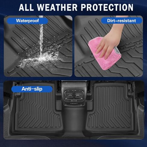 الحصير الأرضية لعام 2013-2018 Toyota RAV4 ، كل الأحوال الجوية TPE Rubber Car Floor Mats مقاومة للماء المضاد للانزلاق الأول والثاني الأسود (2013-2018 RAV4) in Kuwait