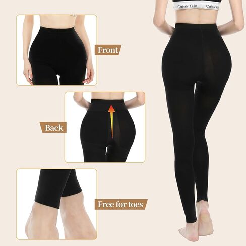 15-20 mmHg Footless Compression Pantyhose for Women & Men, Graduated Compression Tights for Varicose Veins Edema Leg Swelling, High Waisted Support Leggings in Saudi Arabia