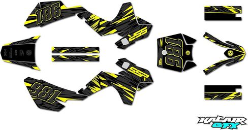 Graphics Kit for SSR SR70, SR110, SR125 (2021) Twitch Series Red 09 Mil - Dirt bike Custom Racing Graphics Decals Stickers Kit, no-plastics in Saudi Arabia