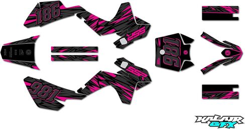 Graphics Kit for SSR SR70, SR110, SR125 (2021) Twitch Series Red 09 Mil - Dirt bike Custom Racing Graphics Decals Stickers Kit, no-plastics in Saudi Arabia