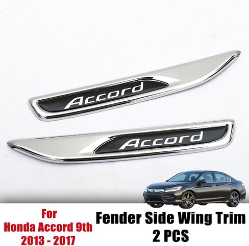 for Honda Accord 9th 2013-2017 2Pcs ABS Chromed Air Vent Hood Intake Fender Trim Side Wing Fender Emblem Badge Decoration Cover Trim for Honda Accord 9th 2013 2014 2015 2016 2017 in Saudi Arabia