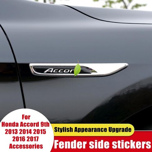 for Honda Accord 9th 2013-2017 2Pcs ABS Chromed Air Vent Hood Intake Fender Trim Side Wing Fender Emblem Badge Decoration Cover Trim for Honda Accord 9th 2013 2014 2015 2016 2017 in Saudi Arabia