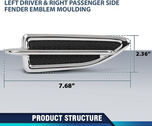 PIT66 Fender Chrome Emblem Moulding Right Passenger Side Compatible with Ford Escape 2013-2015 FO1267100, CJ5Z16228AB in Saudi Arabia