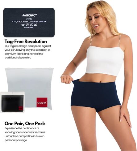 Women's Boy Shorts Panties Ladies Cotton Underwear High Waisted Underpants (4Pack) in Saudi Arabia