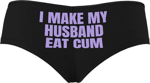 Knaughty Knickers أنا أجعل زوجي يأكل نائب الرئيس بقوقة الديوث Hotwife Vixen الأسود بويشورت سراويل سراويل مع تصميم الكبار in Kuwait