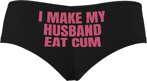 Knaughty Knickers أنا أجعل زوجي يأكل نائب الرئيس بقوقة الديوث Hotwife Vixen الأسود بويشورت سراويل سراويل مع تصميم الكبار in Kuwait