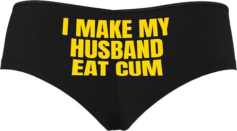 Knaughty Knickers أنا أجعل زوجي يأكل نائب الرئيس بقوقة الديوث Hotwife Vixen الأسود بويشورت سراويل سراويل مع تصميم الكبار in Kuwait