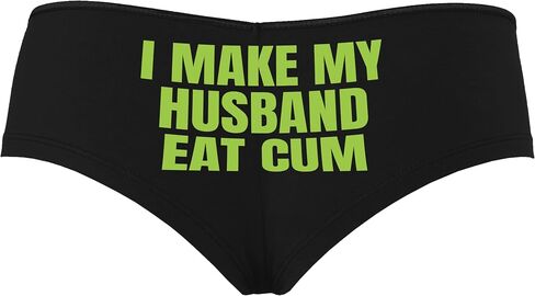Knaughty Knickers أنا أجعل زوجي يأكل نائب الرئيس بقوقة الديوث Hotwife Vixen الأسود بويشورت سراويل سراويل مع تصميم الكبار in Kuwait