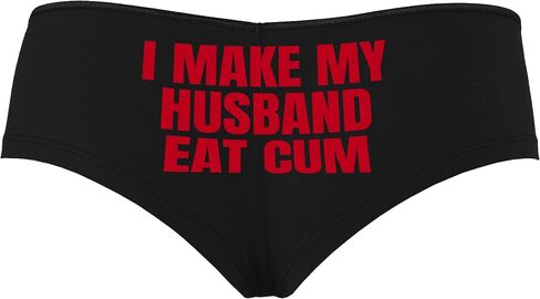 Knaughty Knickers أنا أجعل زوجي يأكل نائب الرئيس بقوقة الديوث Hotwife Vixen الأسود بويشورت سراويل سراويل مع تصميم الكبار in Kuwait
