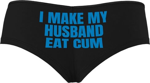 Knaughty Knickers أنا أجعل زوجي يأكل نائب الرئيس بقوقة الديوث Hotwife Vixen الأسود بويشورت سراويل سراويل مع تصميم الكبار in Kuwait