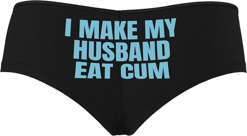 Knaughty Knickers أنا أجعل زوجي يأكل نائب الرئيس بقوقة الديوث Hotwife Vixen الأسود بويشورت سراويل سراويل مع تصميم الكبار in Kuwait