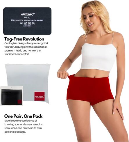 Women's Boy Shorts Panties Ladies Cotton Underwear High Waisted Underpants (4Pack) in Saudi Arabia
