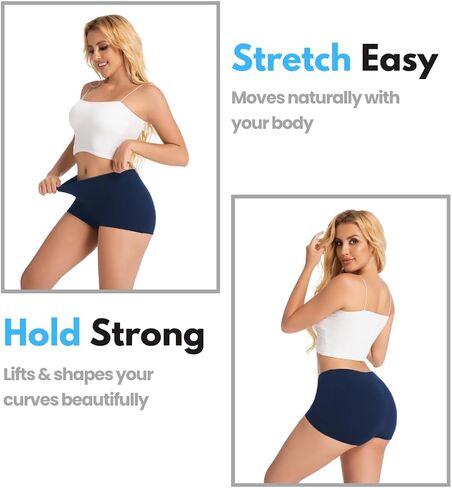 Women's Boy Shorts Panties Ladies Cotton Underwear High Waisted Underpants (4Pack) in Saudi Arabia