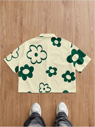 Men's Oversized Shirts Floral Button Down Short Sleeve Summer Beach Cruise Shirt in Saudi Arabia