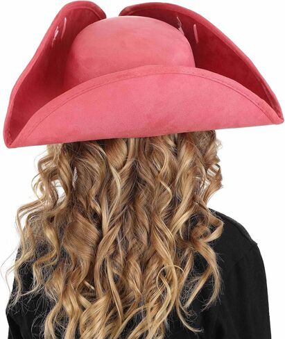 Kids Pink Tricorn Pirate Costume Hat - Molded Hat with Ribbon Stitching, One Size in Saudi Arabia