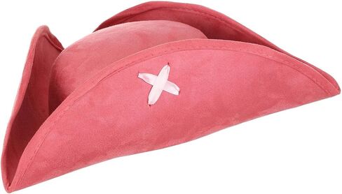 Kids Pink Tricorn Pirate Costume Hat - Molded Hat with Ribbon Stitching, One Size in Saudi Arabia