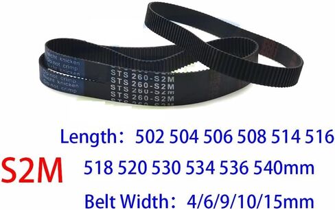 Qinlu-3D Printer Belt S2M Rubber Timing Belt Length 502 504 506 508 514 516 518 520 530 534 536 540mm Width 4/6/9/10/15mm Synchronous Toothed Belt， 3D Printer Accessories(S2M-504mm-252Teeth,6mm) in Saudi Arabia