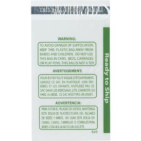 Plymor Ready to Ship 1.5 Mil Wicketed Poly Bags with Permanent Adhesive Strip and Suffocation Warning, 6" x 9" (Pack of 500)