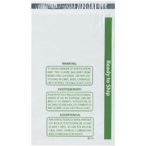 Plymor Ready to Ship 1.5 Mil Wicketed Poly Bags with Permanent Adhesive Strip and Suffocation Warning, 9" x 14" (Pack of 250)