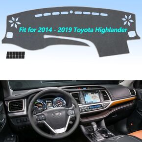 Gray Dashboard Dash Cover Flannel Mat Custom Compatible with 2014 2015 2016 2017 2018 2019 Toyota Highlander Anti-Glare, Anti-Reflection, No Peculiar Smell