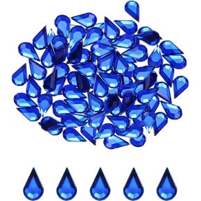 MECCANIXITY 100PCS Flat Back Acrylic Teardrop Gems 6x10mm Artificial Rhinestones for DIY Crafts Bead Wedding Party Face Painting Jewelry Making Brown