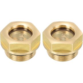 PATIKIL Air Compressor Oil Sight Glass, 2 Pack M22*1.5 Male Thread Brass Oil Liquid Level Gauge Air Compressor Parts with O-ring