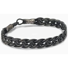 | Silver Woven Bracelet, Celtic Bracelet, 999 Silver Vikings jewelry, Kazaziye oxidized Black, Sterling Silver Bracelet